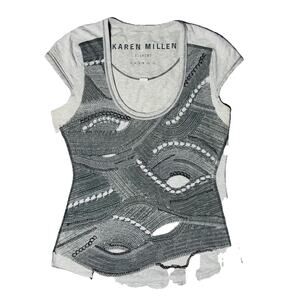 Karen Millen Womens Chain Accent Knit Shirt Sz 6